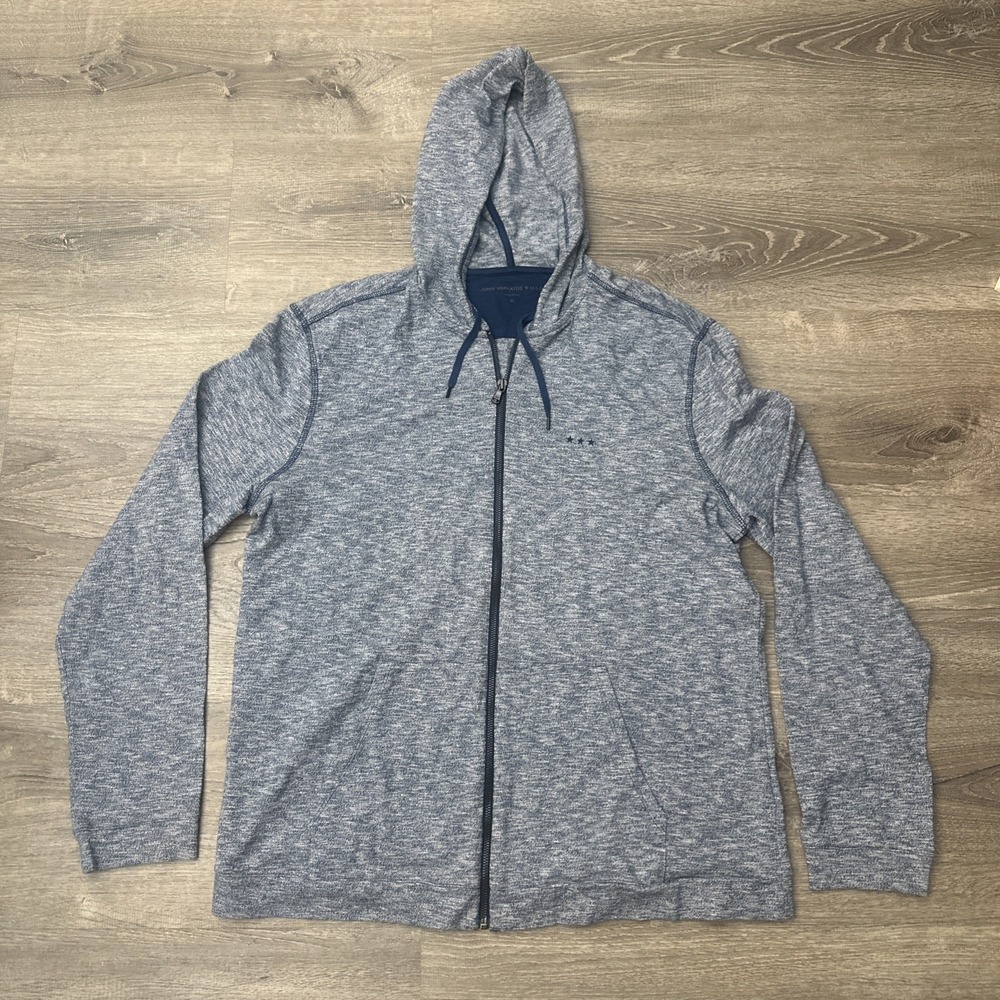John Varvatos USA Full Zip Hooded Jacket Embroidered 3 Stars Size Xl Blue